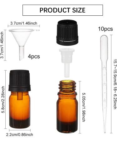 Benecreat 24 Pack 5ml Amber Glass Bottles | Refillable Essential Oil Bottles with Droppers Funnels & Labels - Perfect for DIY & Aromatherapy - Buy Online on SooperMarket.com