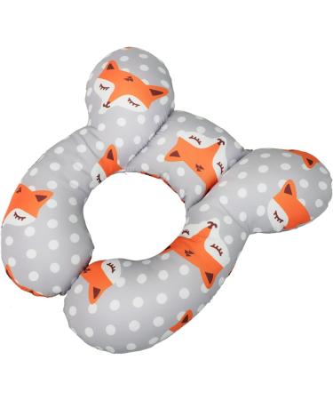 Baby Car Seat Travel Neck Pillow - Cute Fox Design | Infant Head Support Cushion for Pushchair, Stroller, Car Seat | Soft U-shaped Neck Rest Protector - Buy Online on SooperMarket.com