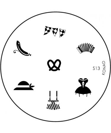 STAMPING STENCIL # S-13 Oktoberfest pretzel white sausage dirndl traditional hat leather trousers accordion