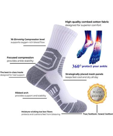 Seiciviy Men's Compression Ankle Athletic Socks - White (3 Pairs) - Buy Online on SooperMarket.com