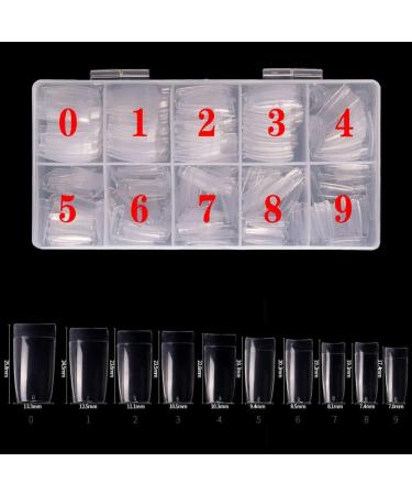 TRIXES French Clear Acrylic Nail Tips - 500 x Nail Extensions in Coffin and Square Shape for DIY Manicure and Gel Vanish - Transparent - Buy Online on SooperMarket.com
