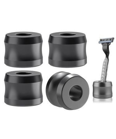 Linkidea 4 Pack Safety Razor Stand Opening Dia 0.7" (18.5mm) Aluminum Alloy Men's Shaving Stand for Bathroom Countertops Dark Grey