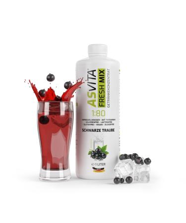 Asvita beverage concentrate Fresh Mix 1: 80-1 liter bottle - beverage syrup sugar -free - 26 delicious flaps (black grape)