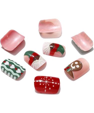 Brishow Christmas False Nails - Snow Press on Nails | Christmas Tree Stick on Nails | Antler Short Red Fake Nails - 24pcs for Women and Girls - Buy Online on SooperMarket.com