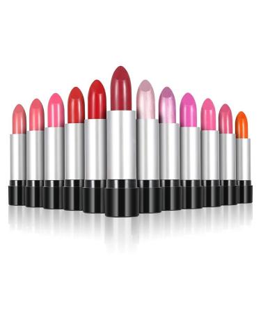 12pcs/set Lipstick Set Glossy The Balm Lip Rouge Easy To Wear Lipstick 12 Colors (12pcs) 1#