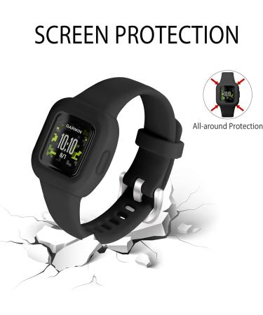 Vanet 4 Pack Compatible with Garmin Vivofit Jr 3 Bands for Kids Soft Silicone Sport Breathable Bands Adjustable Replacement for Girls Boys Black/Navy/Red/Orange - Buy Online on SooperMarket.com