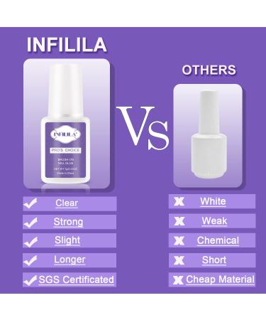 Infilila Professional Brush On Nail Glue for Acrylic, Press On, and Fake Nails - Long Lasting Adhesive - 7ML/0.23OZ - Buy Online on SooperMarket.com