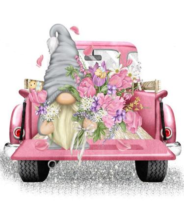 Gnome Truck Diamond Painting Kits 5D Diamond Painting Kits for Adults Kids DIY Diamond Art Kits Full Round Drill Diamond Dots Painting with Diamonds Gem Art and Crafts Flower Home Wall Decor 12X12inch A-Gnome Truck Flowe...