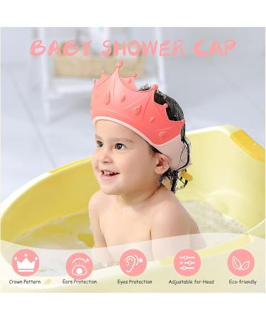 KAMHBE Kids Shower Cap Shield - Adjustable Crown Hair Wash Visor for Eyes, Ears & Face (Red) - Buy Online on SooperMarket.com