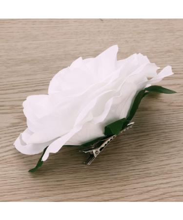 KALLORY Womens Hair Clips Rose Brooch Pin Rose Hair Clip Flower Hairpin Flower Hair Clip Artificial Flower Brooch for Women Party (1 Piece White) Rose Flower Hair Clip Bridal Hair Clip - Buy Online on SooperMarket.com
