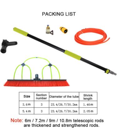 photovoltaic cleaner window cleaning pole 3.6-11m Window Cleaning Pole Water Fed Telescopic Brush Extendable Cleaner Conservatory Roof Photovoltaic Panel Cleaning Tool / 9m / 30ft - Buy Online on SooperMarket.com