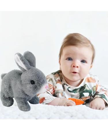 Woeau Rabbit Toy for Kids - Grey Plush Stuffed Bunny with Carrot, Sounds & Movements - Electronic Walking and Talking Pet - Buy Online on SooperMarket.com