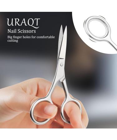 URAQT Nail Scissors Professional Stainless Steel Cuticle Scissors with Leather Pouch Sharp Manicure Scissors Pointed Beauty Scissors for Trimming Eyebrows Nose Hair Beard Finger & Toe Nail Care With Leather Case - Buy Online on SooperMarket.com