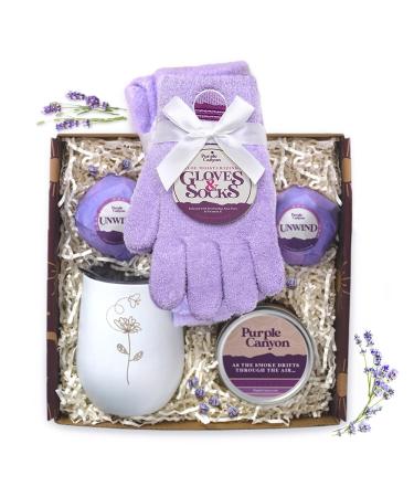 Purple Canyon Spa Gift Box for Women | Relaxing Lavender Stress Relief Gift for Women | All Natural Ingredients | 6 Peice Set