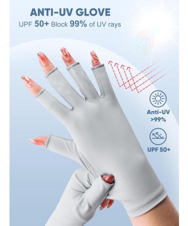 Subay UPF50+ Fingerless UV Gel Manicure Gloves - Grey | UV Nail Protection - Buy Online on SooperMarket.com