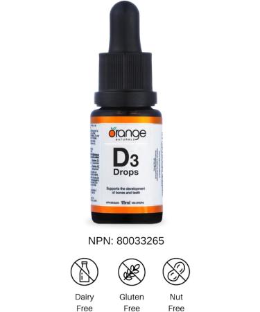 Orange Naturals - Vitamin D3 Drops - Natural Orange Flavour - MCT 1000IU 15ml - Support Bone Health Teeth Reduce Osteoporosis Maintain Muscle Enhanced Absorption & Prevent D Deficiency Cholecalciferol - Buy Online on SooperMarket.com