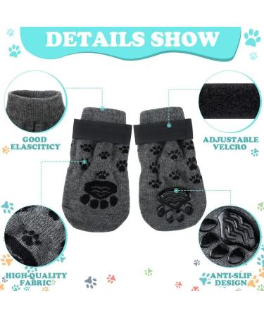 Anti Slip Dog Socks with Adjustable Strap for Indoor Traction Control - Black/Gray S (8 Pieces) - Buy Online on SooperMarket.com