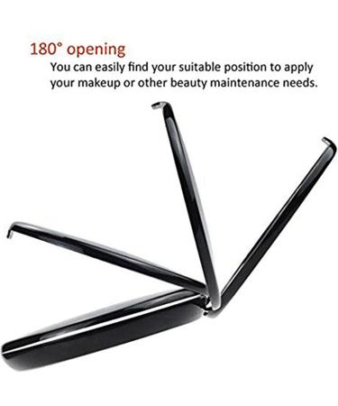 BLASHRD 3X Portable Folding Mirror with LED Light Makeup Mirror 10X Magnifying Glass 12 Lamp Bead Mini Mirror Black - Buy Online on SooperMarket.com