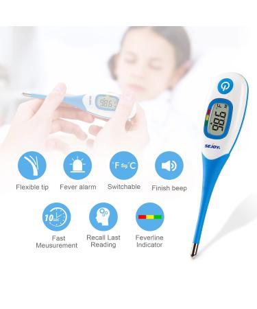 Digital Thermometer for Adults & Kids - Fast & Accurate Fever Reading for Oral, Armpit & Rectal Use - Flexible Tip & Waterproof - Large LCD Display - Ideal for Home Use - Termometro - Buy Online on SooperMarket.com
