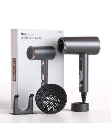 Bestauty Professional Ionic Hair Dryer 2000W Hairdryer with Diffuser 3 Heat Settings 2 Speeds Women Lightweight Hairdryers for Home Salon and Travel Silver