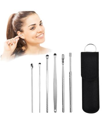 Clinitial Ear Wax Removal Kit Innovative Spring Ear Wax Cleaner Tool Set Medical Grade Stainless Steel Spiral Ear Wax Remover with Storage Box (Black)