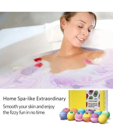 Organic Extra Large 12 Pack Handmade Bath Bombs Gift Set with Essential Oils and Shea Butter - Perfect Birthday and Valentines Gift for Women and Kids - Buy Online on SooperMarket.com