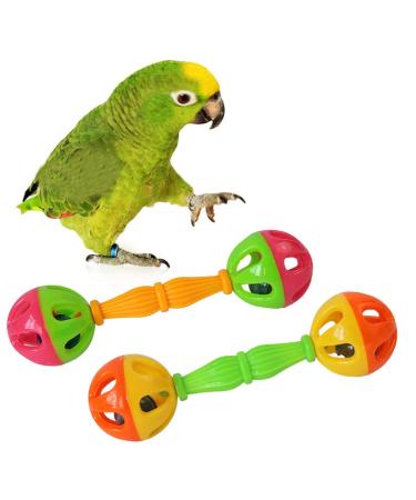 2 Pcs Bird Parrot Toy Rattle Birds Fun Exercise Plastic Double-Headed Bell Pet Toys