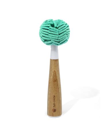Full Circle Crystal Clear 2.0 Replaceable Bamboo Handle Glassware & Dish Cleaning Sponge, One Size, White Crystal Clear (White)