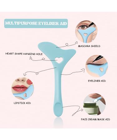 Deacocal 4Pcs Reusable Silicone Eyeliner Stencils | Mascara Shield & Eyeshadow Applicator Guide Tool - Blue - Buy Online on SooperMarket.com