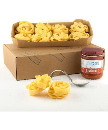 Pasta Recipe Kit - Pappardelle with Wild Boar Rag | Double Portion Italian Artisan Dried Egg Pasta & Finest Sauce | Restaurant-Quality Dish Ready in 6 Minutes - Buy Online on SooperMarket.com