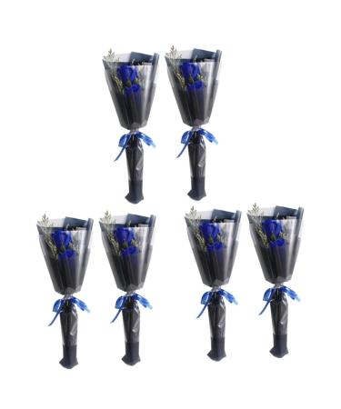 ABOOFAN 6 Pcs Flower Soap Bouquet Artificial Rose Flower Scented Rose Bouquet Rose Flower Soap Graduation Flower Bouquet Everlasting Flower Rose Flower Gift Carnation Decorate Delicate Bluex3pcs 34x12x6cmx3pcs