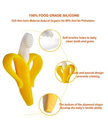 Organic BPA-Free Banana Teether for Baby Teething Relief | Soft Silicone Baby Toothbrush Toy | Soothes Sore Gums | Oral Hygiene for Infants & Toddlers - Buy Online on SooperMarket.com