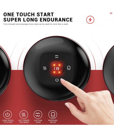 Electric Cupping Set with 12 Modes for Neck, Shoulder, and Back Massage - Red - Buy Online on SooperMarket.com