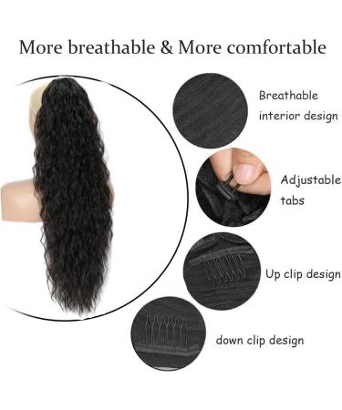 PORSMEER 28 Natural Black Beach Wave Ponytail Extension - Long Synthetic Clip-in Hairpiece for Women - Buy Online on SooperMarket.com