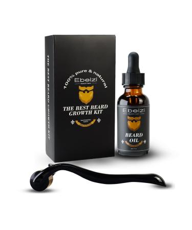 EBeizi beard growth set for men bare scooter with beard growth oil stimulates beard and hair growth 0.5 mm dermar roller for men amazing beard growth set 2 pieces (1 Pack)
