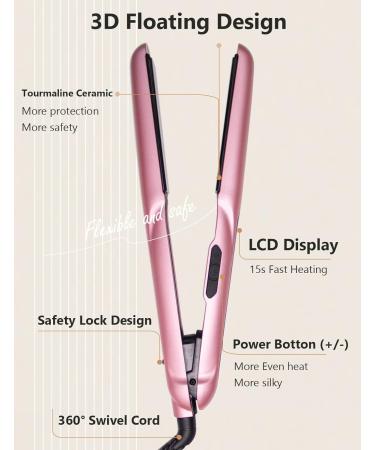 ANGENIL Argan Oil 2-in-1 Hair Straightener & Curler | Professional Portable Flat Iron | 1 Inch Dual Voltage LCD Display | Pink - Buy Online on SooperMarket.com
