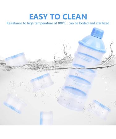 Vicloon Baby Milk Powder Dispenser - 2pcs Portable 5 Layers, 100ml per Layer, Stackable Pots, Blue - Buy Online on SooperMarket.com