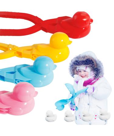 Velidy Snowball Maker Toys 4Pcs Cartoon Duck Snowball Maker Clip Outdoor Sports Snow Sand Mold for Kids, Children Snow Ball Fights, Winter Outdoor Activities Random Color