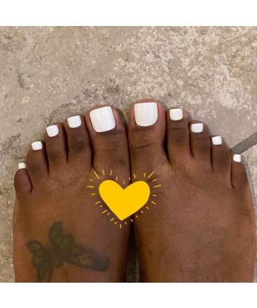 RODAKY Glossy White Press On Toe Nails for Women - 24PCS Fashion False Toenail Full Cover Acrylic Foot Nails - Buy Online on SooperMarket.com