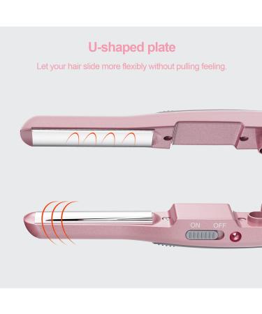 DAN Mini Flat Iron for Short Hair | Dual Voltage Travel Straightener with U-Shaped Design Plates | 30s Fast Heating - Buy Online on SooperMarket.com
