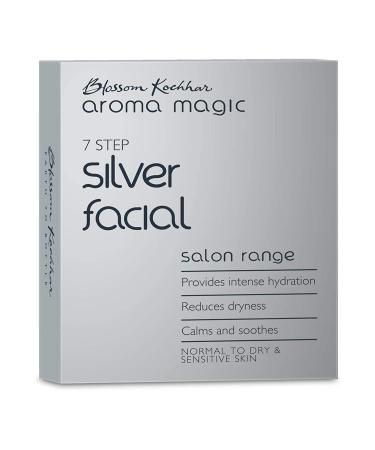 Aroma Magic Silver Facial Kit - Single Use | 7 Steps Skincare Set | Hydrating & Soothing Facial Kit | Nourish Dry & Sensitive Skin | Reveals a Radiant Glow