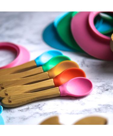 Wild & Stone Bamboo Baby Weaning Spoon Set - Silicone Soft Infant Spoons - Flexible Pink, Green & Yellow - BPA-Free - Buy Online on SooperMarket.com