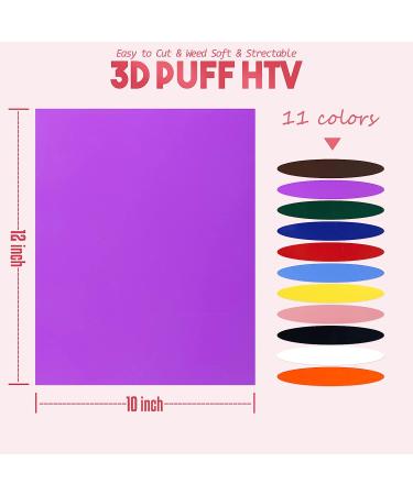 Puff Vinyl Heat Transfer - 11 Sheets 12x10 3D Puff HTV Foaming Transfer Vinyl for T-Shirts - DIY Iron on Vinyl for Cricut & Silhouette - Buy Online on SooperMarket.com