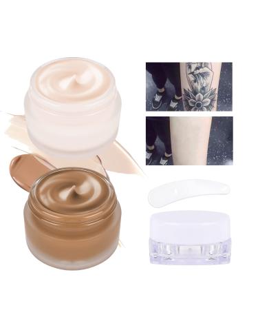 FREEORR 2 Colors Tattoo Cover Up, Scar/Tattoo/Birthmark Tattoo Cover Concealer Full Coverage Makeup, Waterproof&Long Lasting, Two-color Tattoo Concealer Set Cover Up Body Face Tattoo Cover Up Makeup Waterproof, with Coloring Tools
