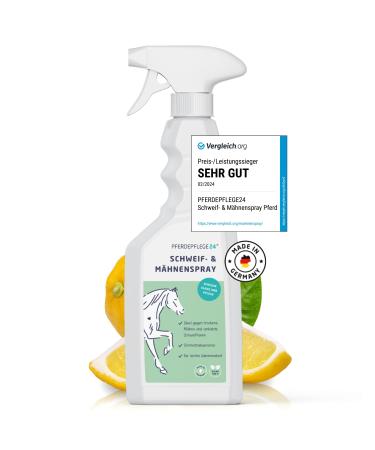 Horse care24 Schweife and mane spray for horses 500ml - comparison winner - brilliant shine easy combability & healthy fur - mane and tail spray for horses in 5 sizes 0.5 liters of spray bottle