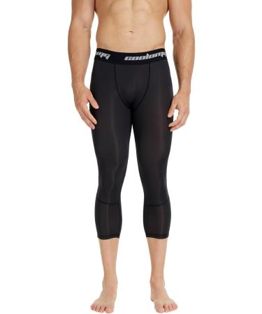 Coolomg Compression Pants for Men Youth & Children | 3/4 Fitness Trousers | Fast Drying Functional Running Wear | Sizes XXXS to XXL | Black - Buy Online on SooperMarket.com