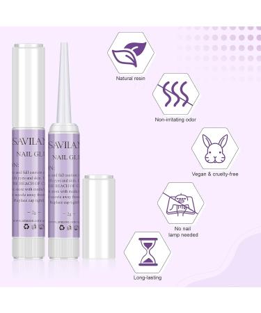 Saviland Nail Glue 20PCS - Professional Super Strong Acrylic Nail Tips Adhesive for Long Lasting Press on Nails - 0.07oz/pc C2-20PCS Set - Buy Online on SooperMarket.com
