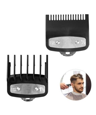 Professional Hair Clipper Guard Clipper Combs 2 Lengths 1.5mm&4.5mm Clipper Plastic Attachment Comb with Metal Clip Fits All Full Size Clippers (Black)