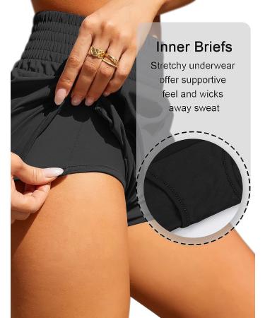 BMJL Women's High Waisted Running Shorts with Pocket - Black, Medium - Buy Online on SooperMarket.com