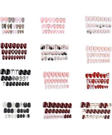 Dajidafu 1 Set No Glue Nails Medium Length Files Square Style Matte Stick Full Cover Art Decals Beauty Tool DIY Decorations Five - Buy Online on SooperMarket.com
